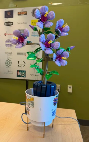 Planty, a robotic lego plant built at MRU Hacks 2025